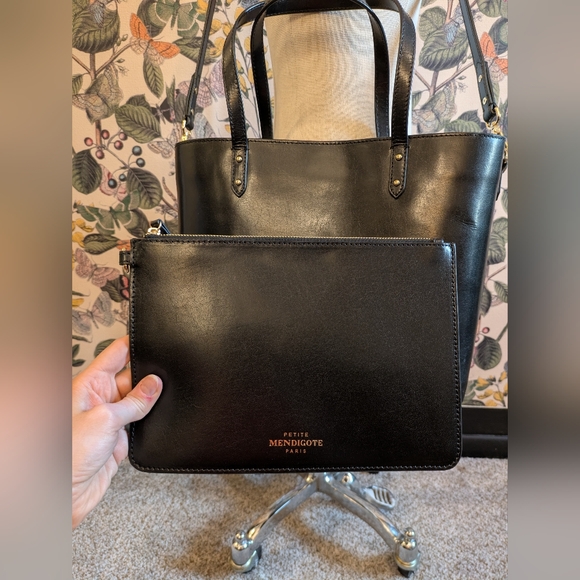 Petite Mendigote Black Leather Tote Bag - Picture 6 of 6